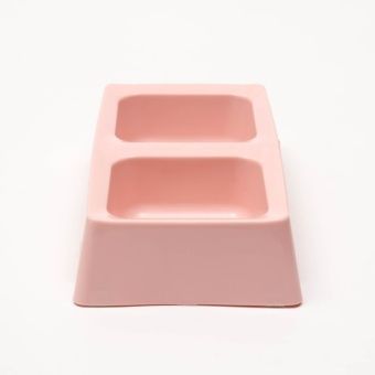 Миска пластиковая двойная 29*15*6 см розовая фото, цены, купить
