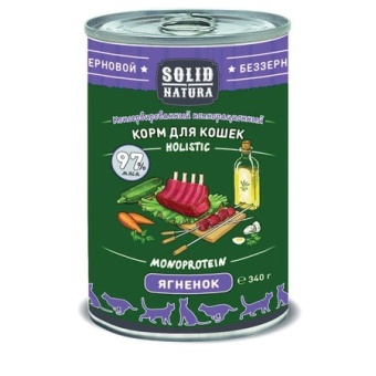 Solid Natura Holistic консервы для кошек с ягненком 340г фото, цены, купить