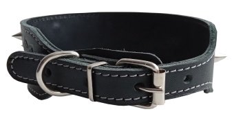 Ошейник 20мм натуральная кожа, двухслойный, тисненый широкий с шипами фото, цены, купить