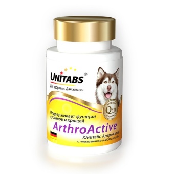 Витамины Unitabs ArthroАctive с Q10 для собак, 100таб фото, цены, купить