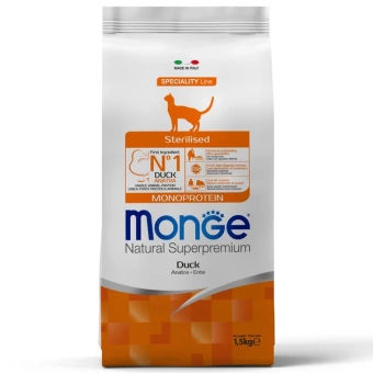 Monge Speciality Line Monoprotein сухой для стерилизованных кошек, из утки 1,5 кг фото, цены, купить