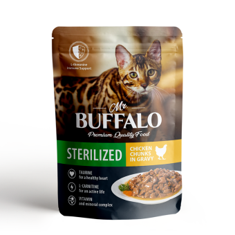 Mr.Buffalo пауч для стерилизованных кошек STERILIZED Соус Цыплёнок 85г фото, цены, купить