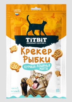 TiTBiT Крекер рыбки для кошек Курица/Кошачья Мята 80г  фото, цены, купить