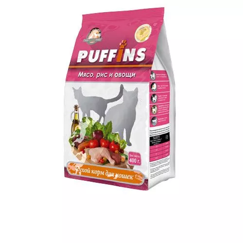 Puffins сухой корм для кошек Мясо/Рис/Овощи