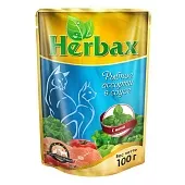 Herbax пауч 100г кусочки рыбного ассорти с мятой в соусе для кошек