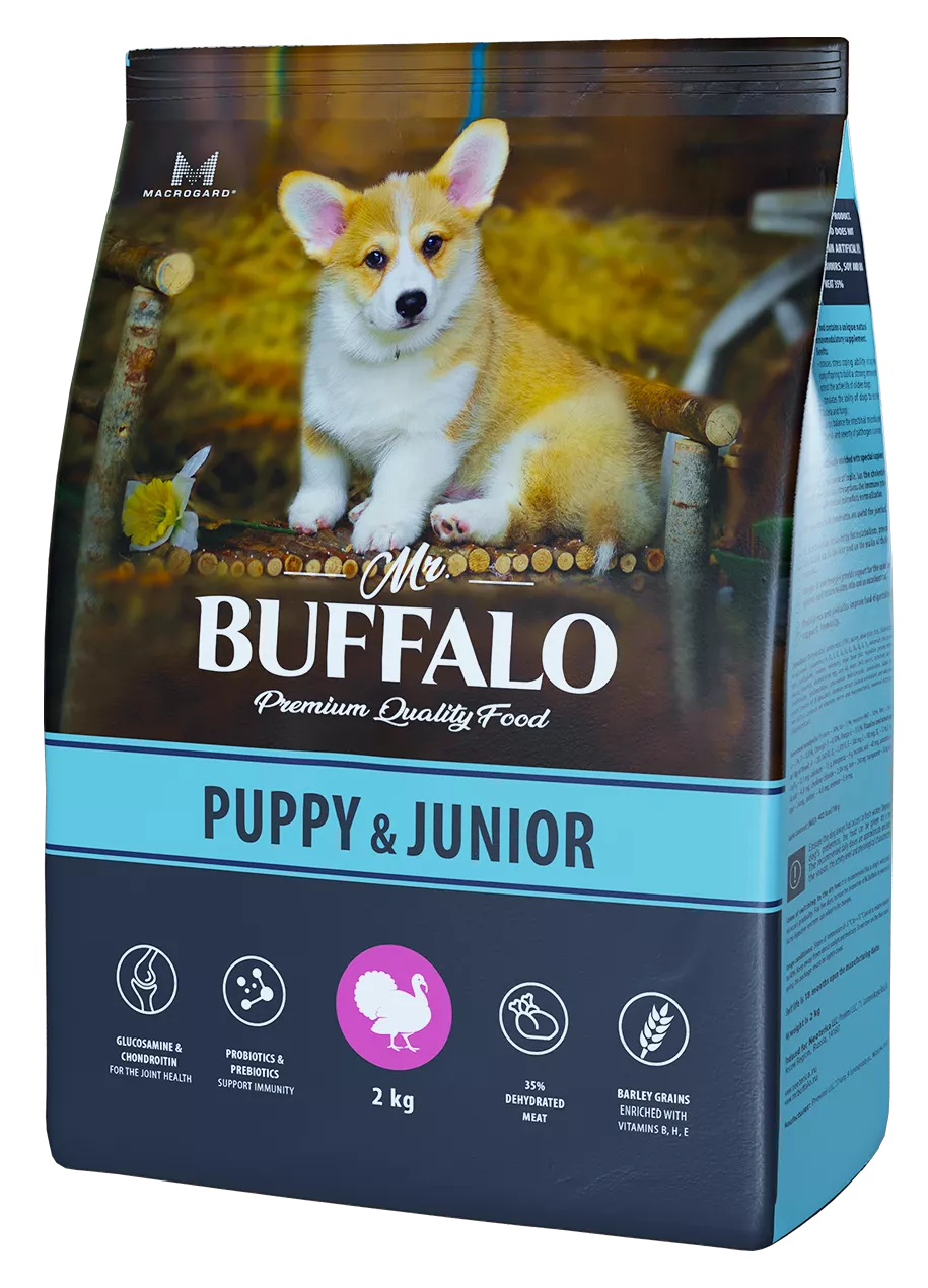 Mr.Buffalo PUPPY & JUNIOR  для щенков и юниоров с курицей 2кг фото, цены, купить