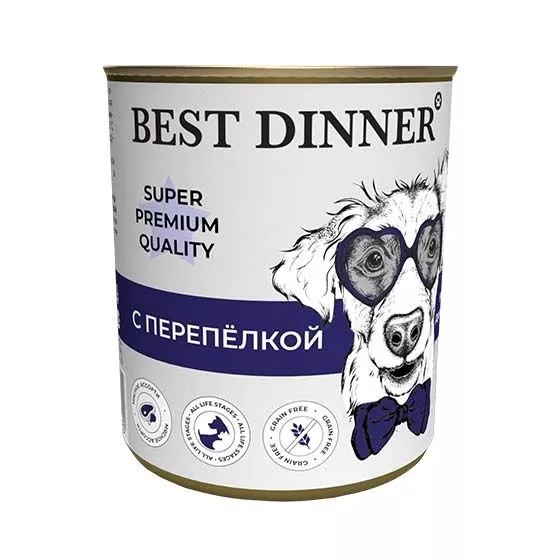 Best Dinner Super Premium консервы с перепелкой 340г для собак фото, цены, купить