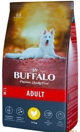 Mr.Buffalo ADULT M/L с курицей для собак средних и крупных пород 14 кг фото, цены, купить