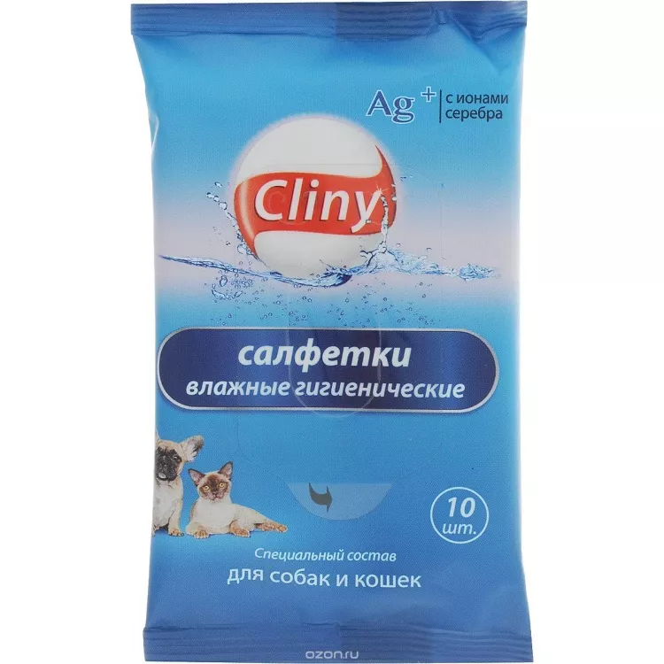 Влажные салфетки Cliny, антисептические с ионами серебра, 10 шт. фото, цены, купить
