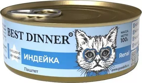 Best Dinner Exclusive Vet Profi консервы паштет индейка для кошек ренал 100г фото, цены, купить