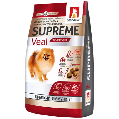 Zoogurman Supreme с телятиной для собак мелких и средних пород 1,2кг фото, цены, купить