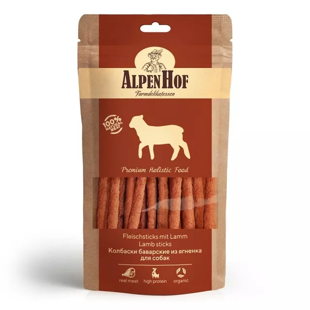 AlpenHof Колбаски баварские из ягнёнка для собак 50г  фото, цены, купить