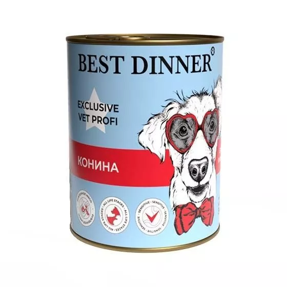 Best Dinner Exclusive Vet Profi Gastro Intestinal  консервы с кониной 340г при проблемах ЖКТ у собак фото, цены, купить