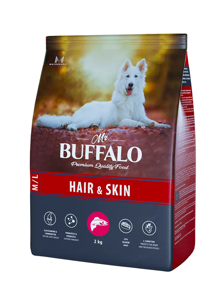 Mr.Buffalo HAIR & SKIN CARE с лососем для собак средних и крупных пород  2  кг фото, цены, купить
