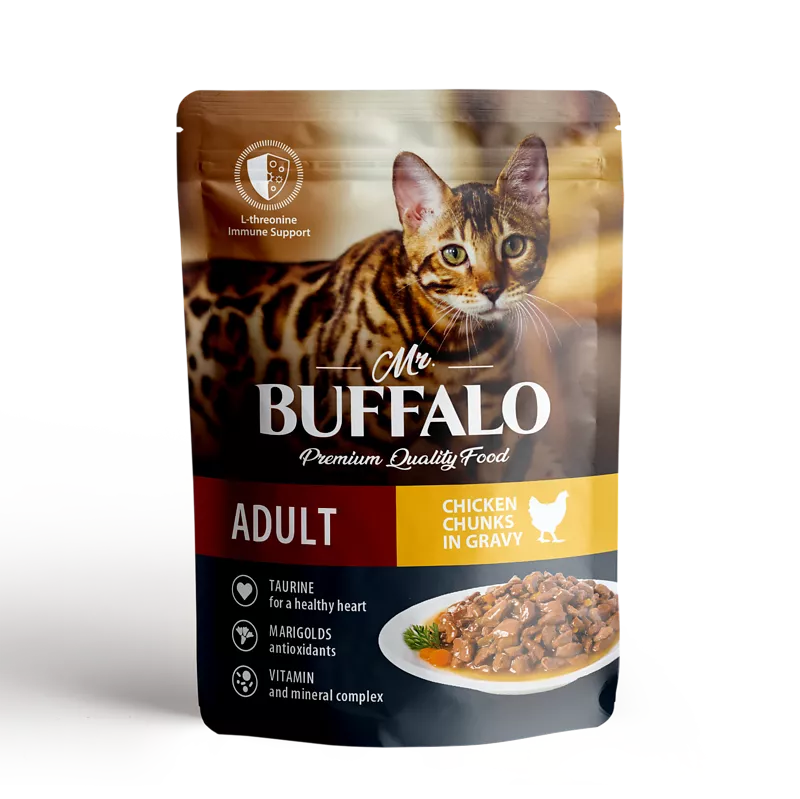Mr.Buffalo пауч для взрослых кошек Цыпленок в соусе 85г фото, цены, купить