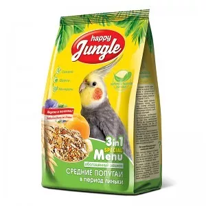 Happy Jungle 500г корм для средних попугаев в период линьки  фото, цены, купить