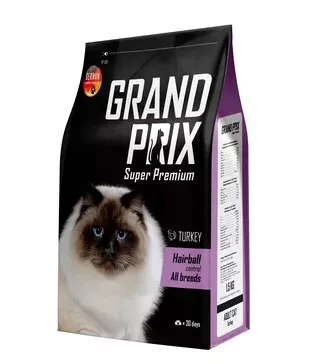 GRAND PRIX  Hairball Control с индейкой для выведения шерсти из желудка у котов 8кг фото, цены, купить