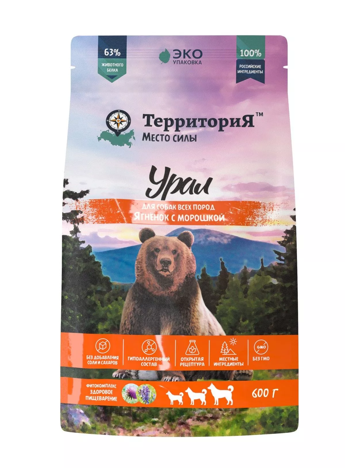 Территория Урал Ягнёнок с морошкой для всех пород собак  600г фото, цены, купить