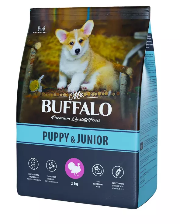 Mr.Buffalo PUPPY & JUNIOR с индейкой для щенков и юниоров с чувствительным пищеварением 2 кг фото, цены, купить