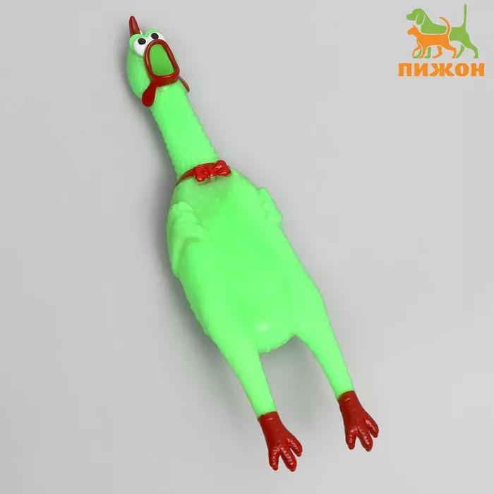 Игрушка пищащая для собак "Задумчивая курица" 28см ярко-зеленая фото, цены, купить