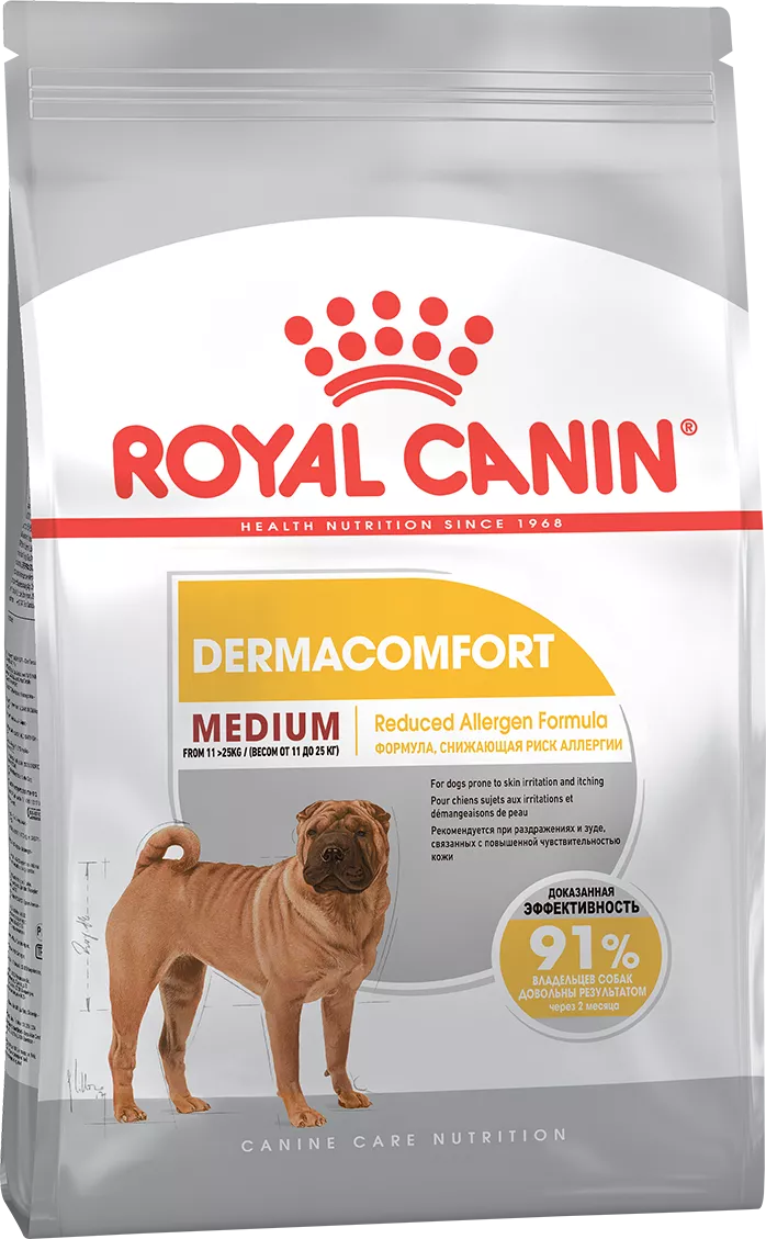 Royal Canin Medium Dermacomfort для собак средних пород с раздраженной кожей фото, цены, купить