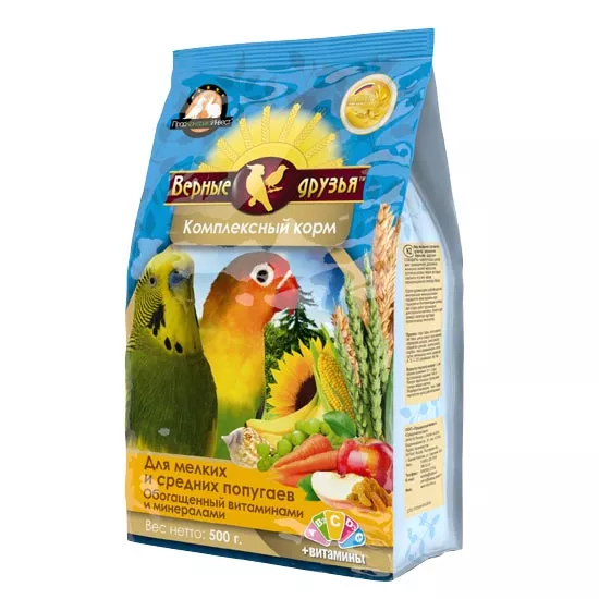 Верные Друзья 500г корм для мелких и средних попугаев с витаминами и минералами  фото, цены, купить