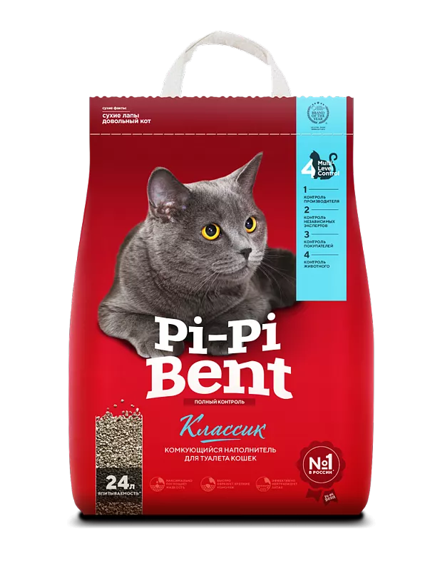 Pi-Pi-Bent Классик Наполнитель комкующийся для туалета кошек крафт-пакет 10 кг фото, цены, купить