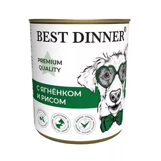 Best Dinner Premium Quality консервы  с ягненком и рисом 340г для собак фото, цены, купить