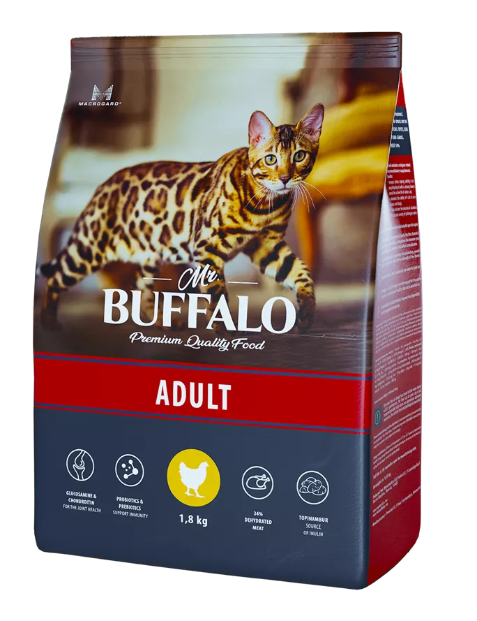 Mr.Buffalo ADULT с курицей для кошек 1,8кг фото, цены, купить